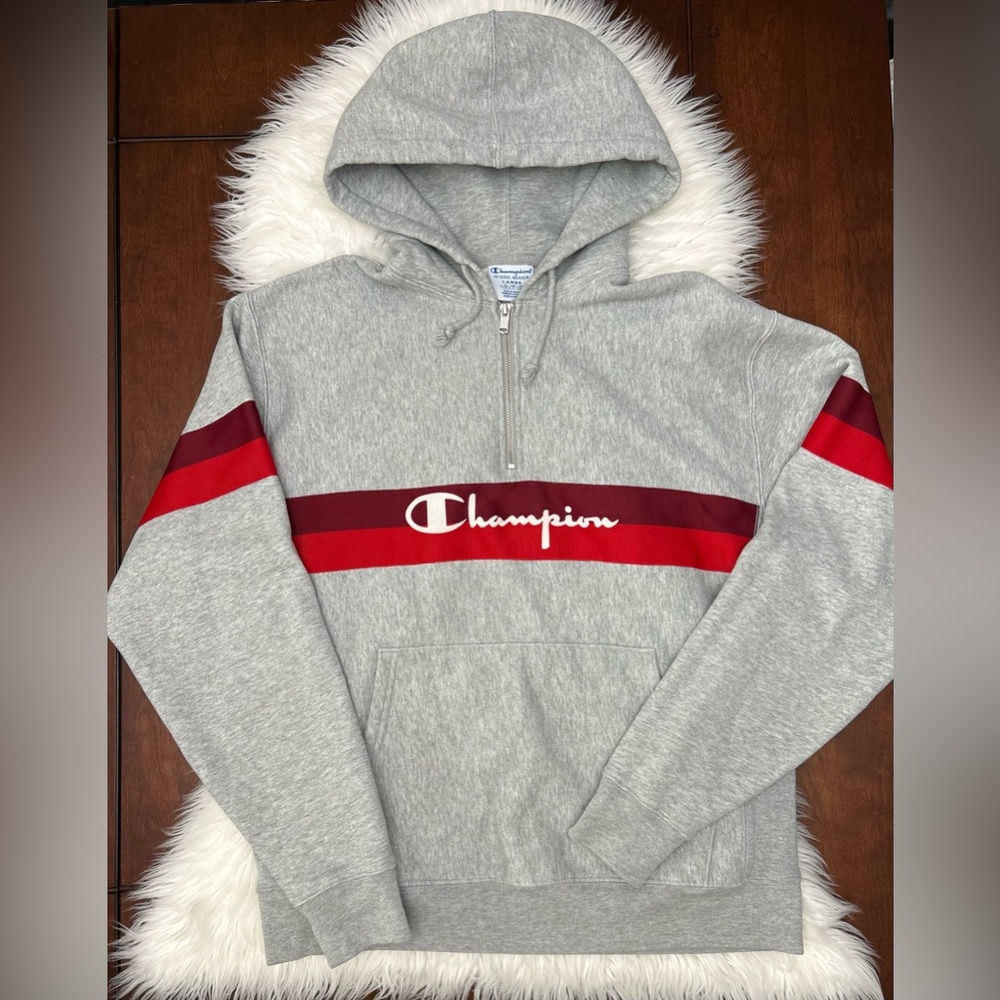 Champion Gray and Red Men's Hoodie